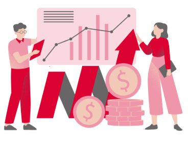Personas al rededor de gráficas financieras, ya que las subvenciones son incentivos económicos.